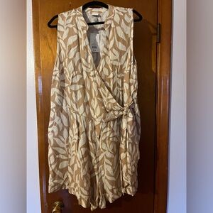a new day Beige and White Leaf Print romper